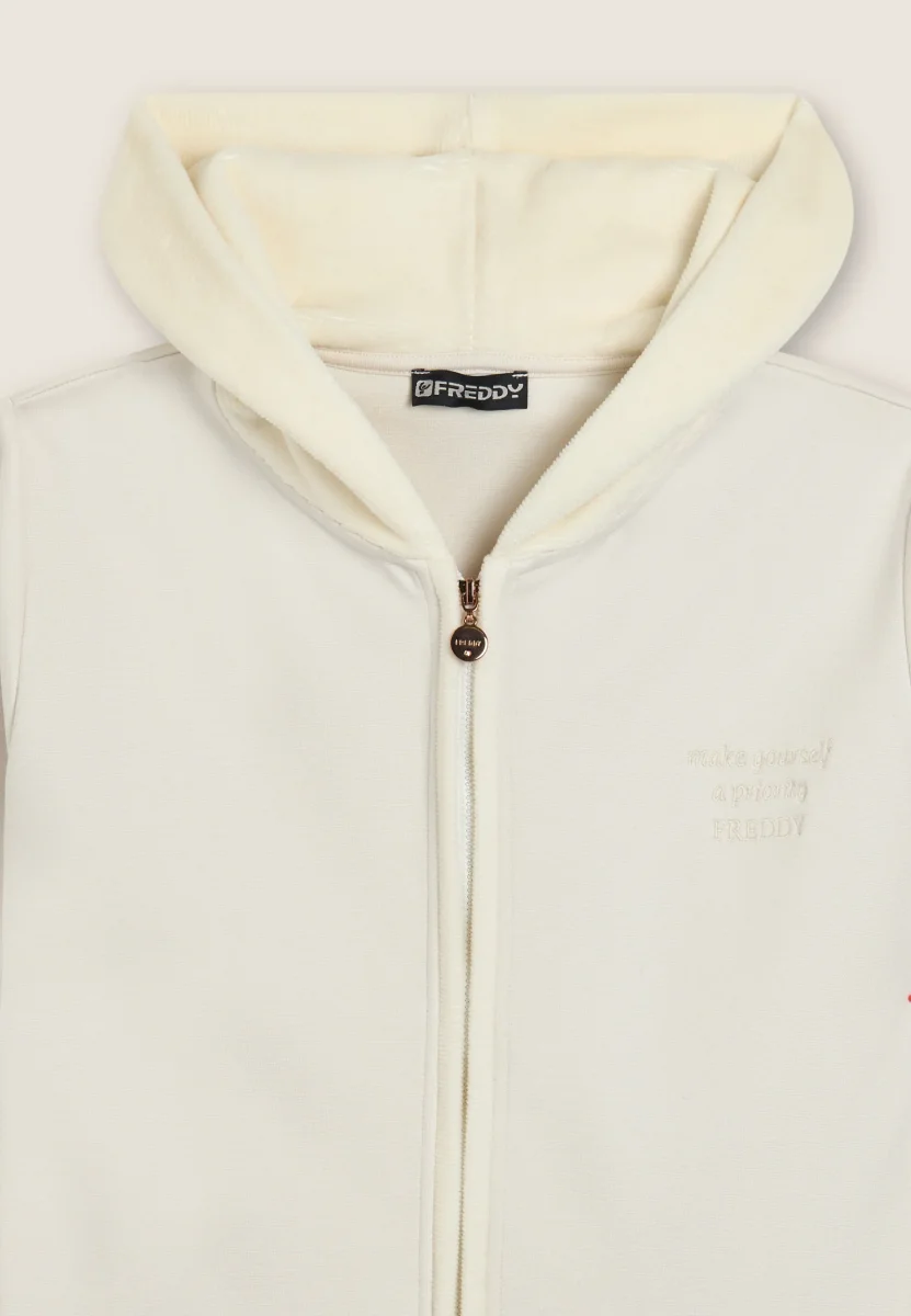 Felpa con cappuccio in ciniglia e viscosa – Image 7