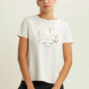 T-shirt con strass “You Glow Today”