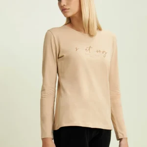 T-shirt a maniche lunghe con scritta “Something Amazing”