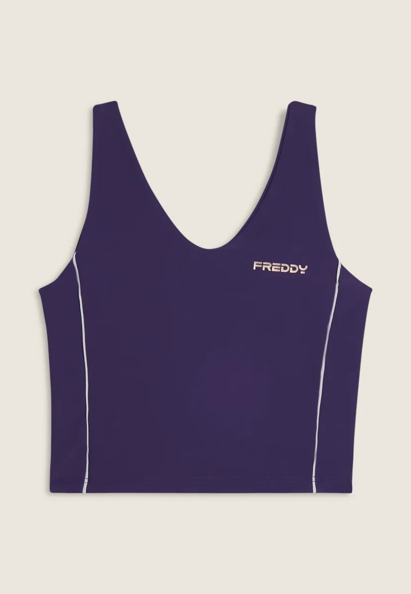 Canotta cropped con profili a contrasto e scollo ampio – Image 8