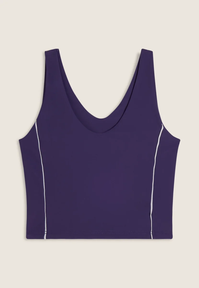 Canotta cropped con profili a contrasto e scollo ampio – Image 9