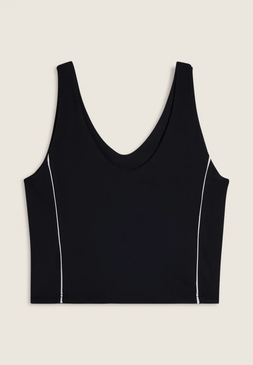 Canotta cropped con profili a contrasto e scollo ampio – Image 6