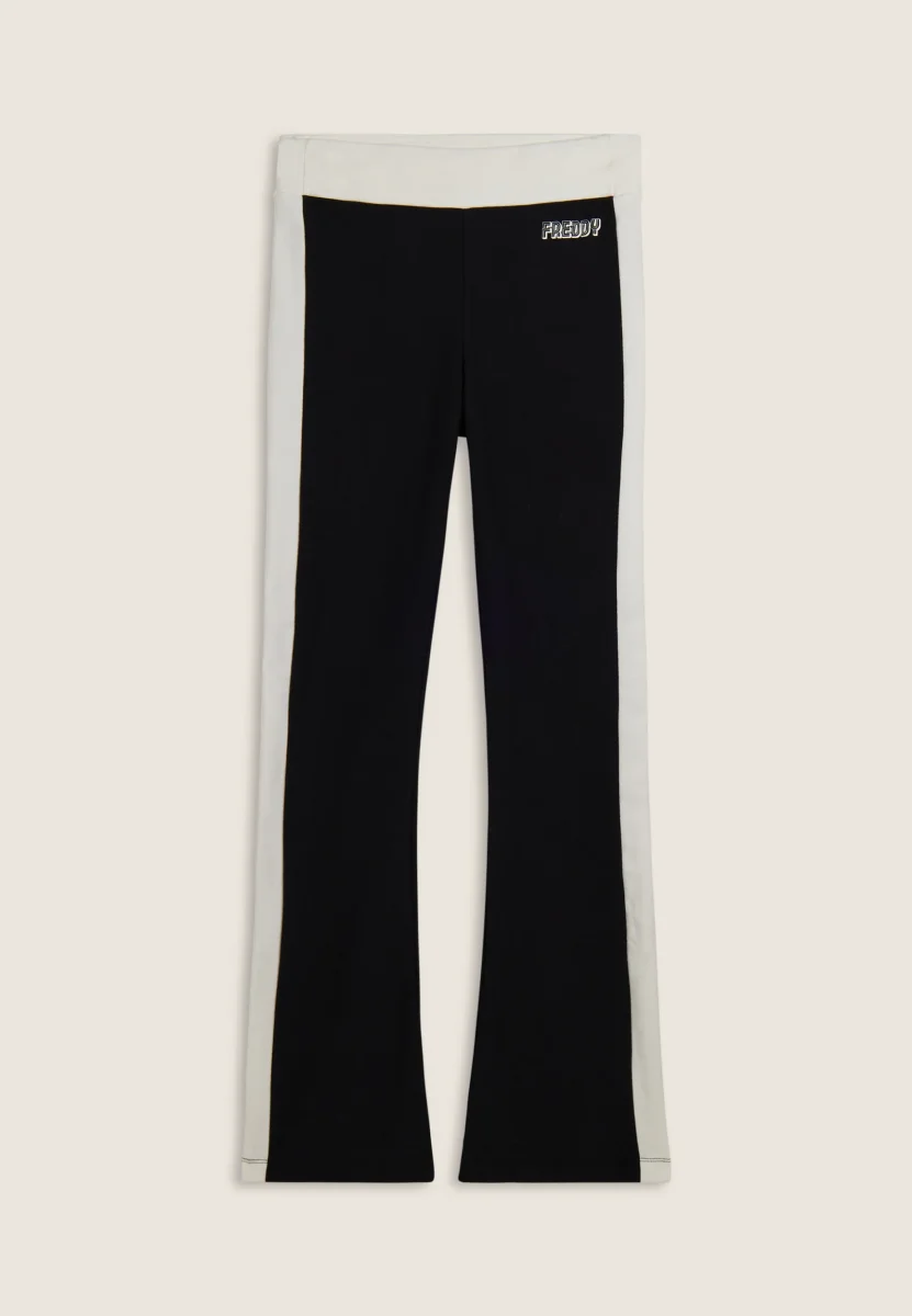 Pantaloni slim flare in felpa con bande laterali