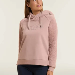 Felpa con cappuccio incrociato e maniche in sherpa