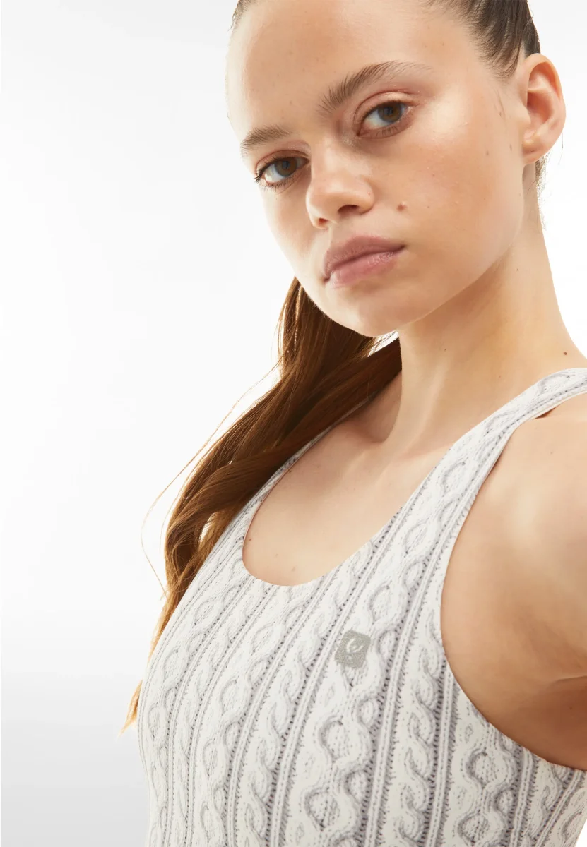 Reggiseno sportivo con stampa fotografica effetto tricot – Image 5