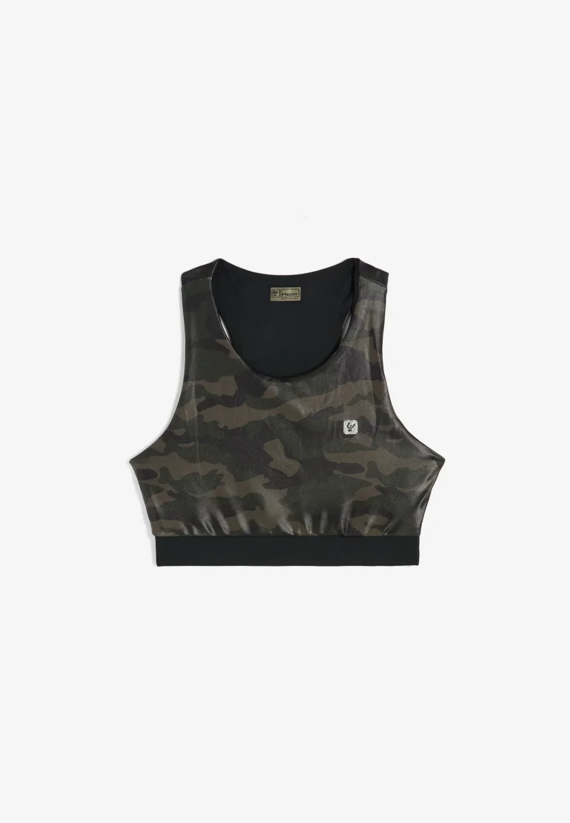 Reggiseno sportivo in tessuto tecnico coated lucido