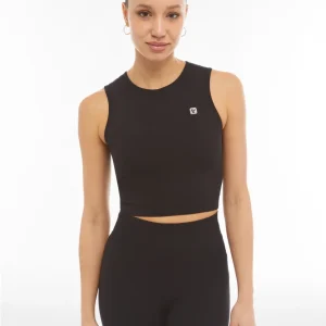 Top corto senza maniche in tessuto seamless