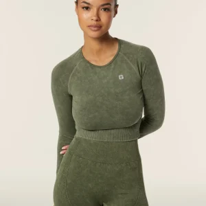 Maglia corta con maniche lunghe tessuto seamless ice wash