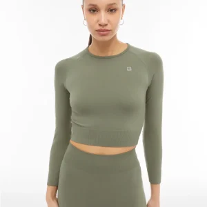 Top corto a manica lunga in tessuto seamless