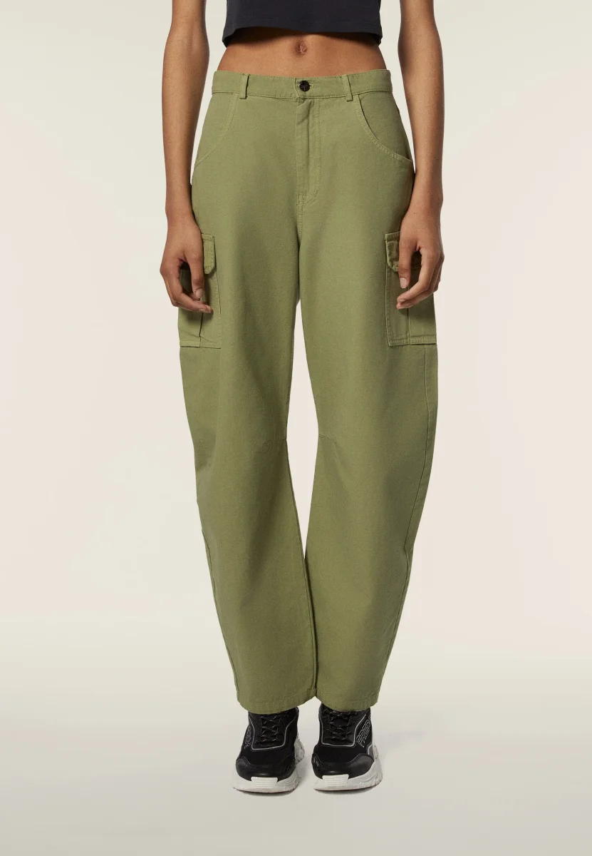 Pantaloni Cargo carrot fit in canvas
