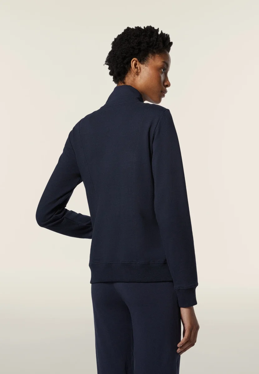 Felpa donna zip e collo alto regular fit con logo ricamato – Image 3
