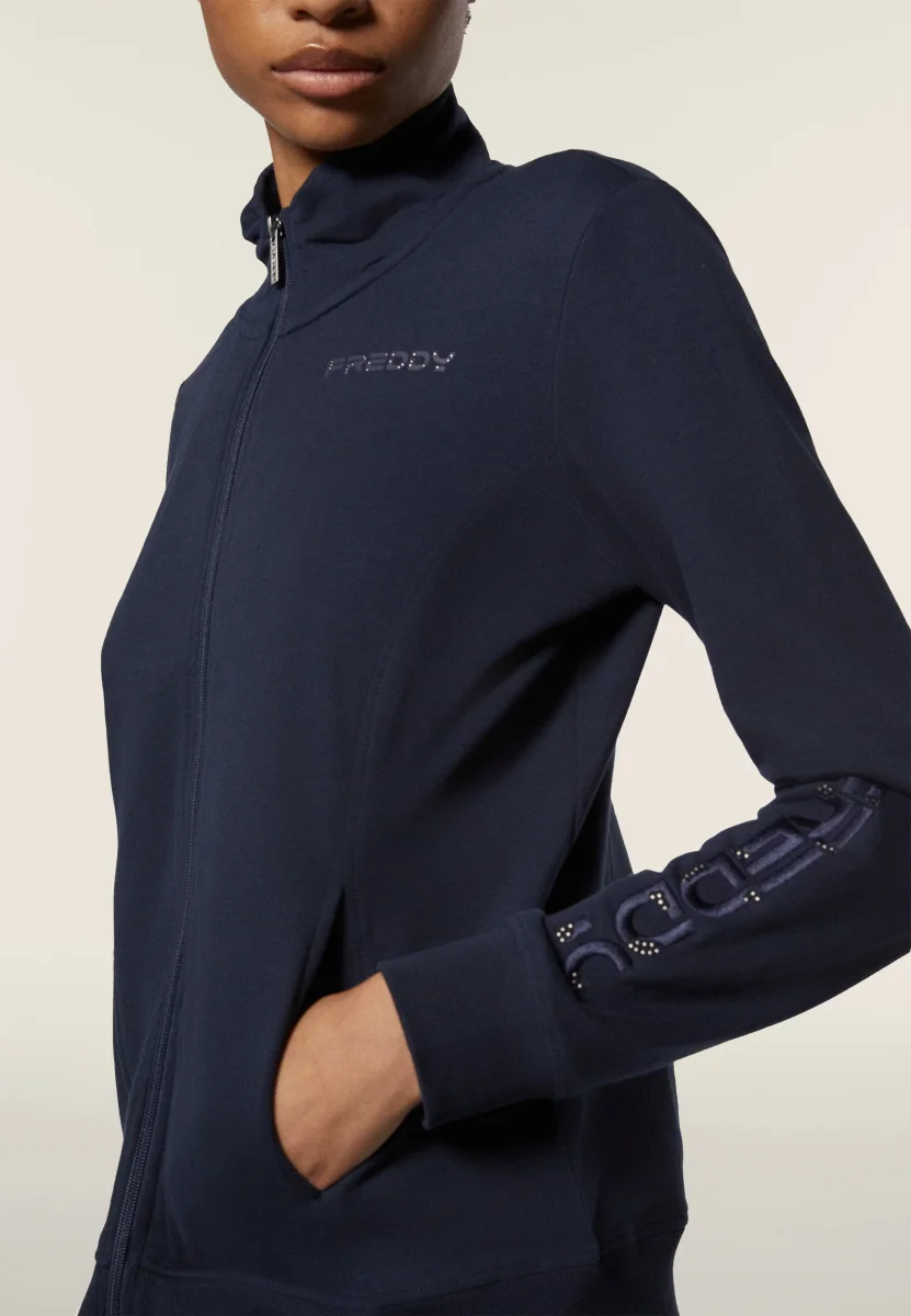 Felpa donna zip e collo alto regular fit con logo ricamato – Image 4