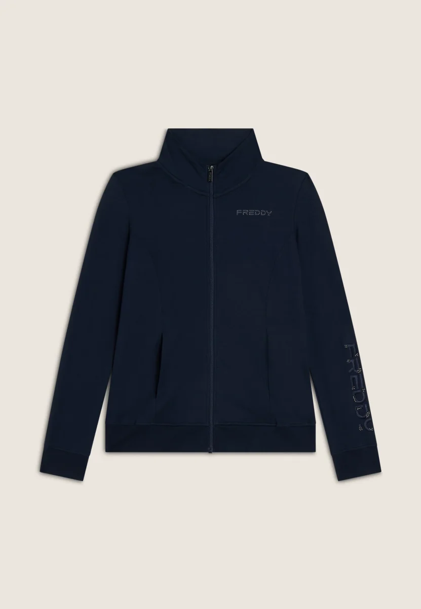 Felpa donna zip e collo alto regular fit con logo ricamato – Image 5