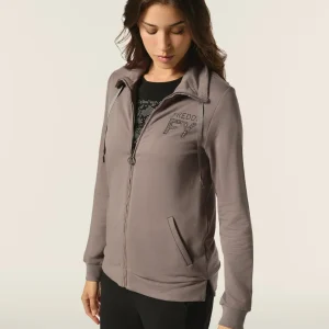 Felpa donna con zip e collo alto in felpa di viscosa