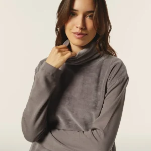 Felpa Collo Alto con busto in velluto e coulisse sul fondo