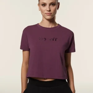 T-shirt Cropped girocollo fit comfort con ricamo