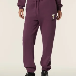 Pantalone jogger donna in felpa con piccola stampa Snoopy