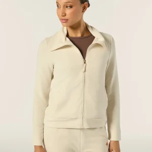 Felpa donna con zip e collo alto in viscosa ottoman cannetè