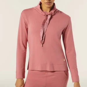 Felpa donna in viscosa con collo alto regolabile