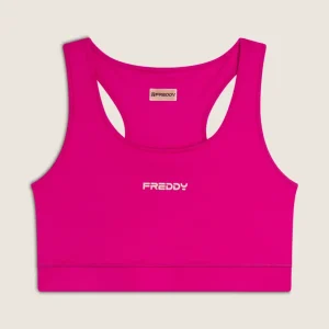 Reggiseno sportivo in tessuto tecnico con logo bronzo