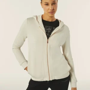 Felpa donna regular fit in viscosa con zip e cappuccio