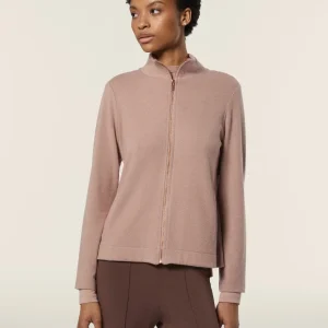 Felpa donna con zip e collo alto con dettagli animalier