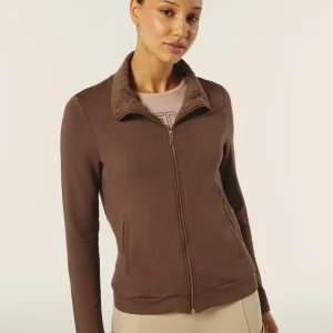 Felpa zip e collo alto con inserti a trecce su fianchi e collo