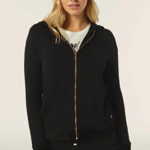 Felpa donna in viscosa con zip e cappuccio in velluto