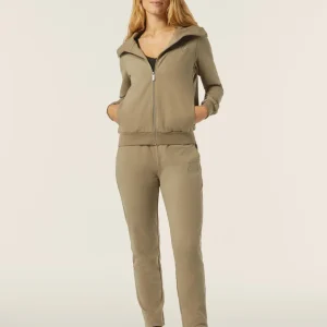 Tuta donna in felpa con zip e ampio collo in costina