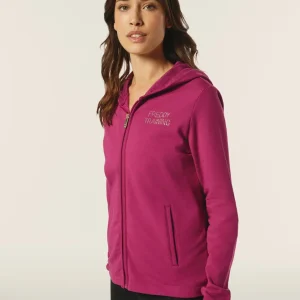 Felpa donna con zip e cappuccio con interno fantasia paisley