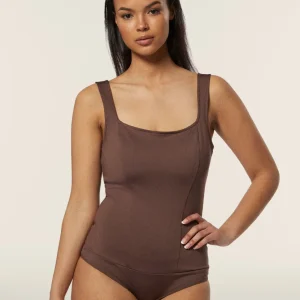 Body scollo quadrato in tessuto altamente traspirante