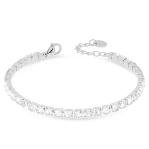 Bracciale Tennis in Argentato con Gemme Bianche