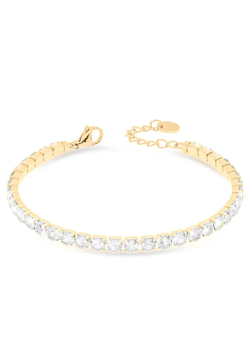 Bracciale Tennis in Dorato con Gemme Bianche