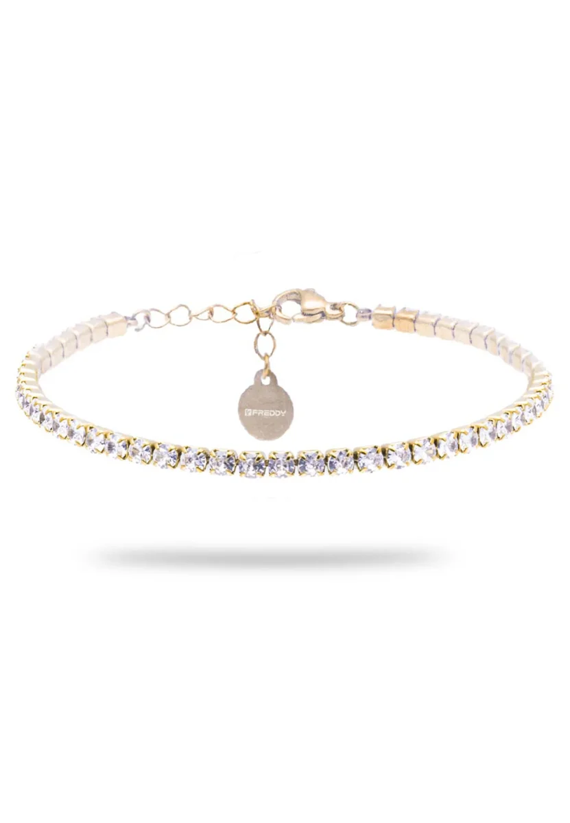 Bracciale Tennis in Dorato con Gemme Bianche – Image 2