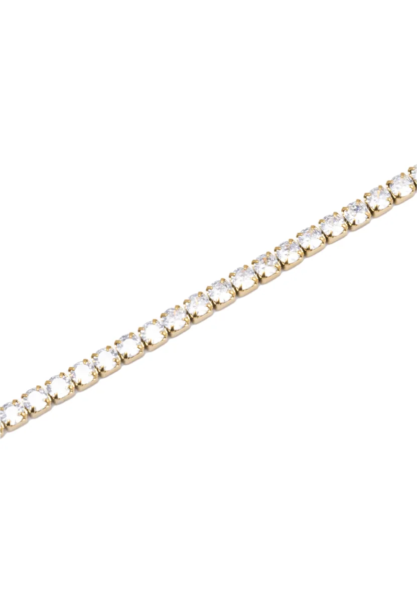 Bracciale Tennis in Dorato con Gemme Bianche – Image 4