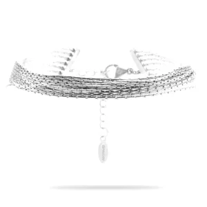 Bracciale multi-filo in acciaio argentato con catena a spiga
