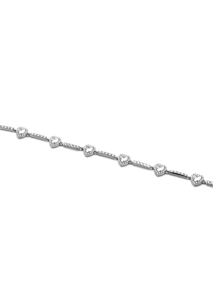 Bracciale in acciaio argentato con catena alternata a cuori – Image 3