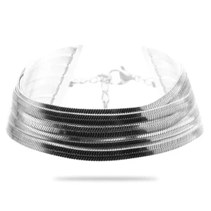 Bracciale multi-filo in acciaio silver con catena a serpente