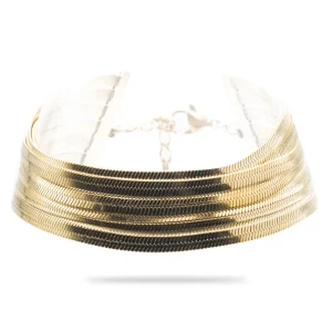 Bracciale multi-filo in acciaio gold con catena a serpente