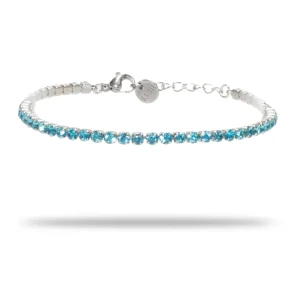 Bracciale Tennis in Acciaio Argento con Gemme Azzurre