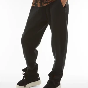 Pantaloni joggers cropped in felpa invernale tinta in capo