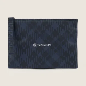 Bustina tartan in poliestere con zip e logo FREDDY