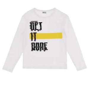 T-shirt manica lunga e stampa decorata con maxi paillettes