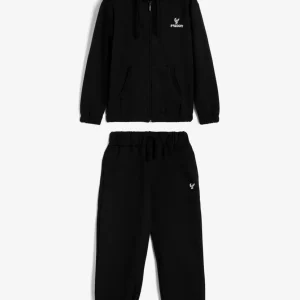 Tuta monocolore full-zip con cappuccio e bordi elastici