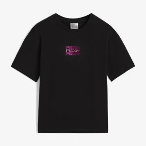 T-shirt da bambina oversize con logo specchiato