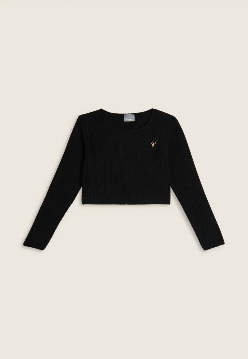 Felpa Bambina corta in viscosa a coste