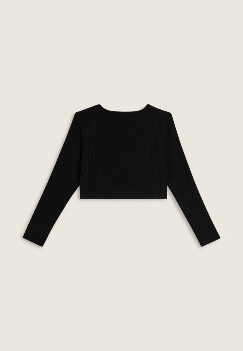 Felpa Bambina corta in viscosa a coste – Image 2