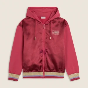 Felpa Bambina con fronte in raso e dettagli lurex