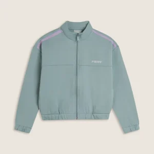 Felpa Bambina chiusura zip con bande colorate e collo alto