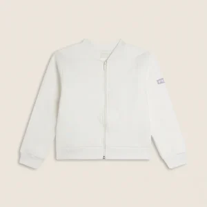 Felpa Bambina texturizzata con zip e collo stile bomber